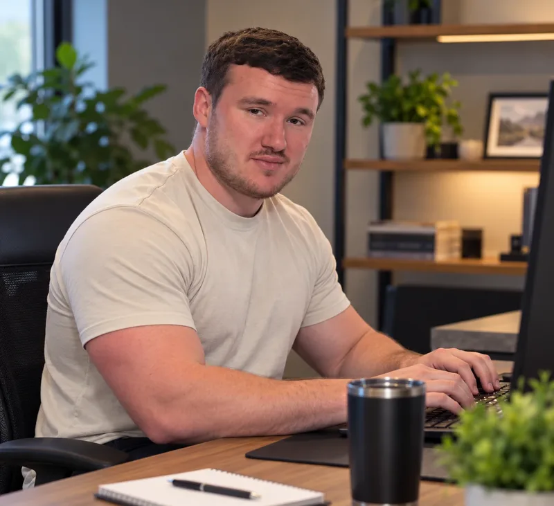 Matt Langley of Aldric Services at his desk